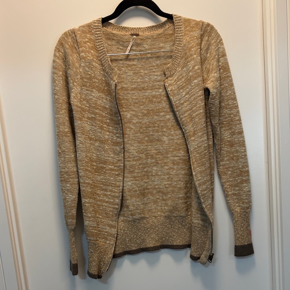 FP Movement by Free People Tan Marled Zip Cardigan